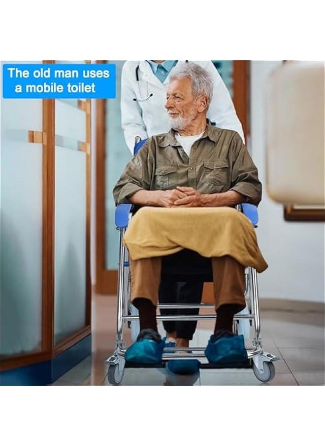 Foldable 3-in-1 Shower Commode Wheelchair with Armrest and Backrest - Waterproof Rolling Toilet Chair - Portable for Transport and Shower - Complete Set