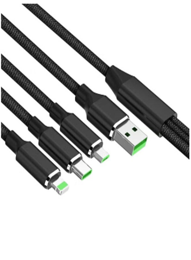 3-In-1 Micro USB Type-C Lightning Data Sync And Charging Cable Black - Image 1