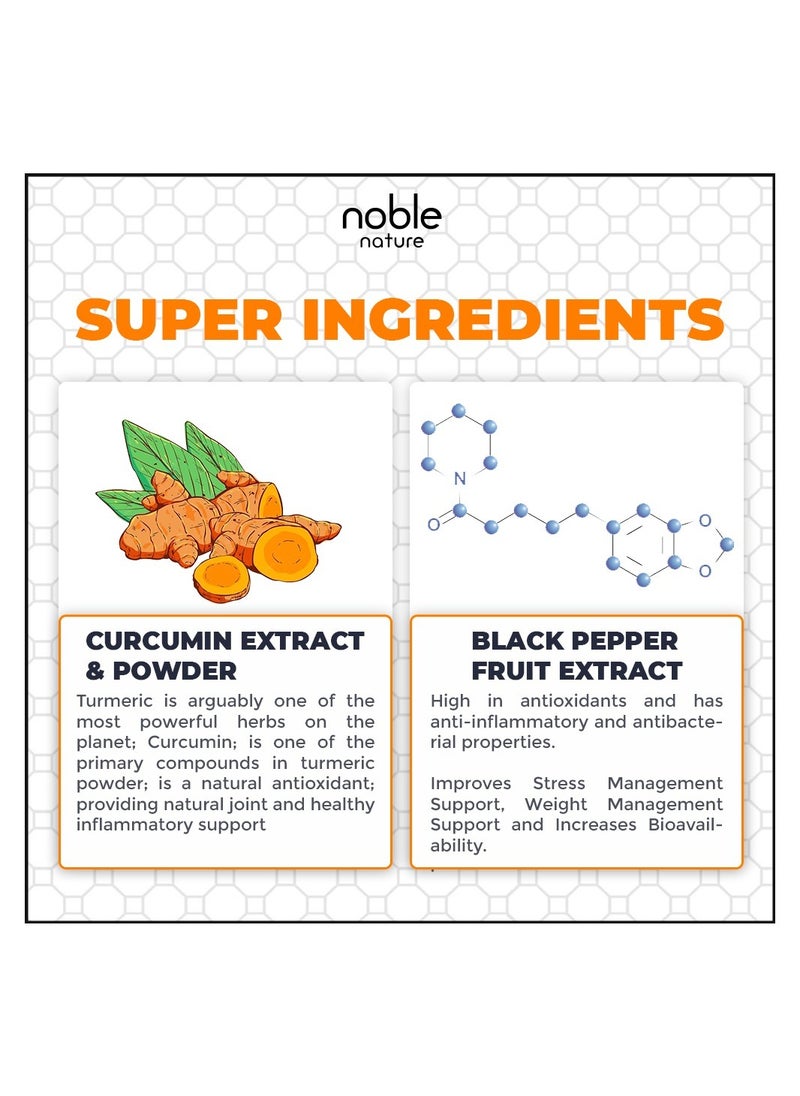 noble nature - Turmeric Curcumin 95% Extract with Piperine 2000 MG Per Serving 120 Veg Capsules - Joint & General Wellness Support - Image 1