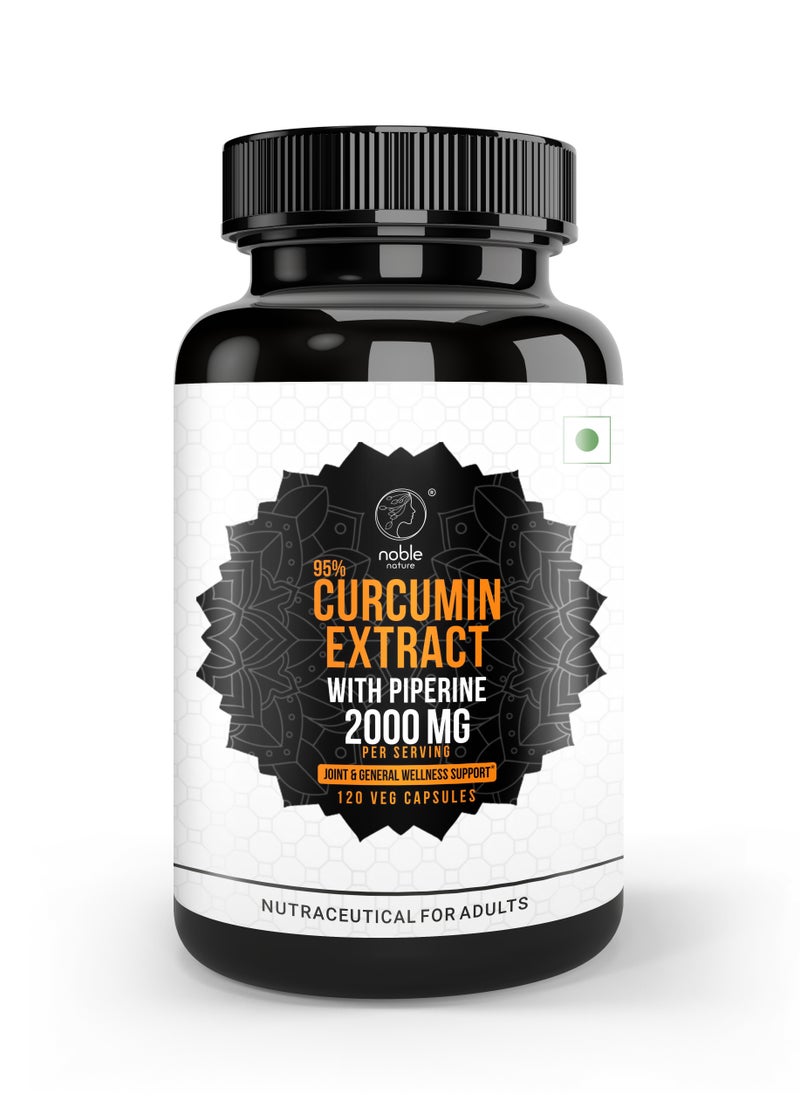noble nature - Turmeric Curcumin 95% Extract with Piperine 2000 MG Per Serving 120 Veg Capsules - Joint & General Wellness Support - Image 1