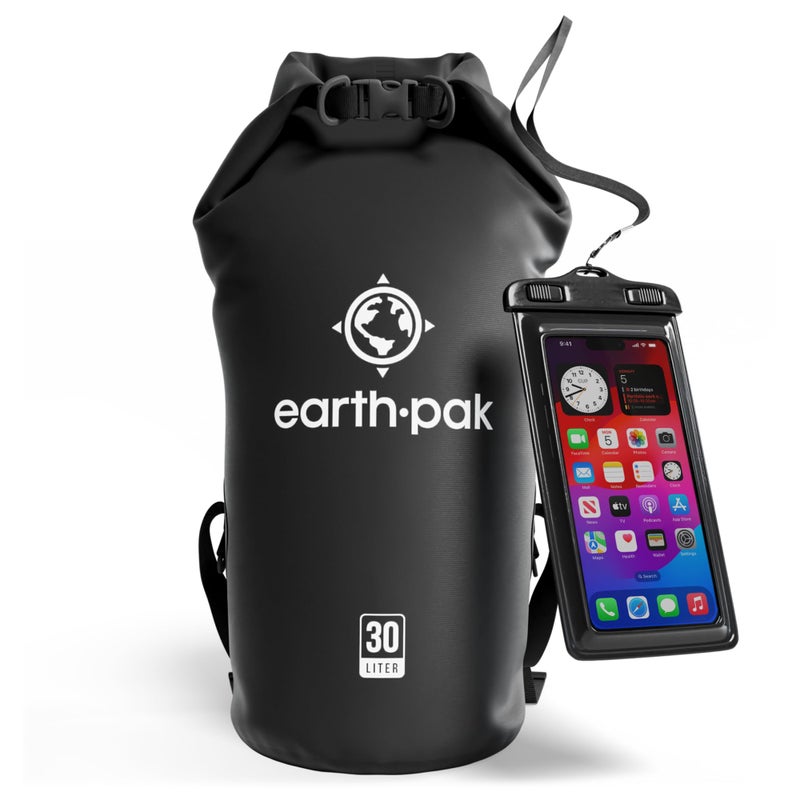Earth Pak حقيبة إيرث باك المقاومة للماء - حقيبة ظهر مقاومة للماء بفتحة لفة تحافظ على المعدات جافة لقوارب الكاياك مع حقيبة هاتف مقاومة للماء - Image 1