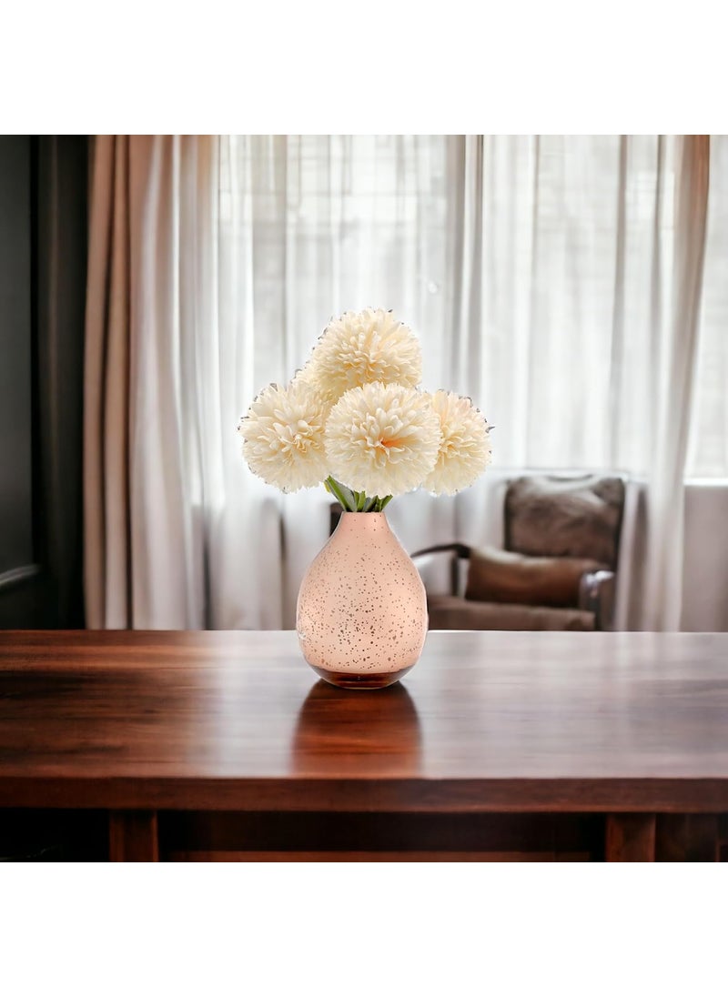 Hosley - HOSLEY Rose Gold Mercury Glass Vase for Home Decor|Center Table Bedroom Living Room and Office Decoration|Modern Glass Vase|4.5 Inch High|Pack of 1 - Image 1