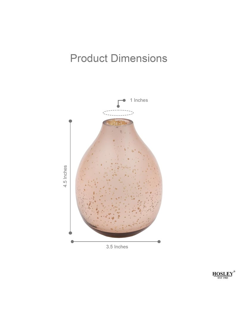 Hosley - HOSLEY Rose Gold Mercury Glass Vase for Home Decor|Center Table Bedroom Living Room and Office Decoration|Modern Glass Vase|4.5 Inch High|Pack of 1 - Image 1
