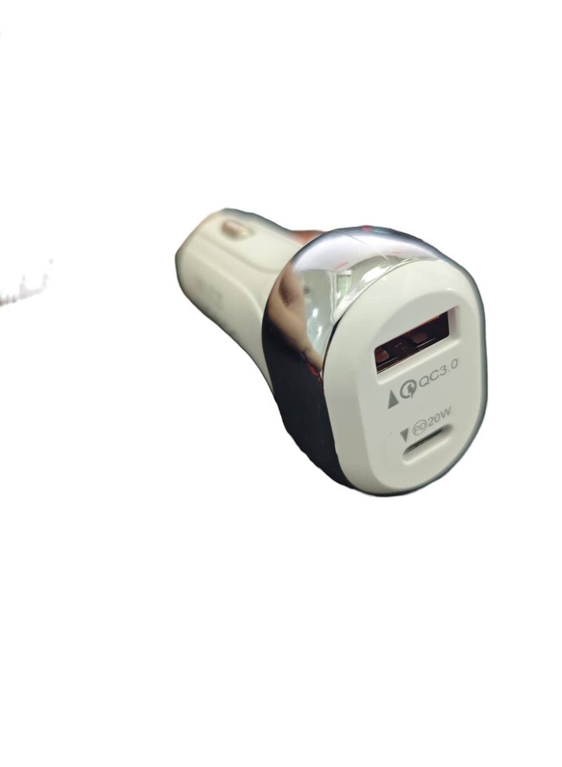 Car Charger QC3.0 PD20W Fast Charge White