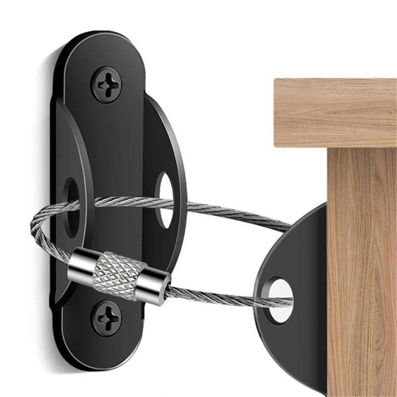 Black 20Pcs Furniture Anti Tip Straps Metal Anchors Kits Versatile Proofing - Image 1