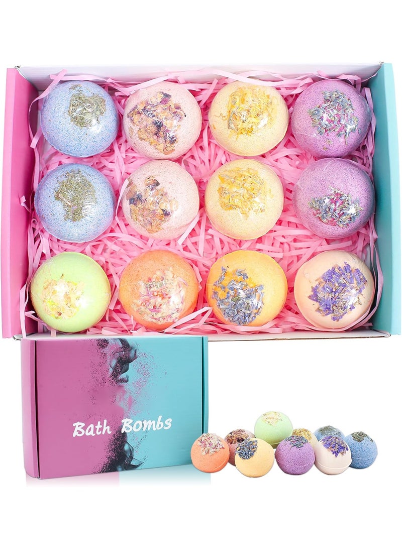 Natural Handmade Bath Salt Balls Gift Set, 12 PCS Organic & Natural Bubble and Floating Spa Kit, Moisturizing Dry Skin, Stress Relief, Bubble Bath, Perfect Care Relaxing Spa Gifts for Women, Men & Kids ﻿ - Image 1