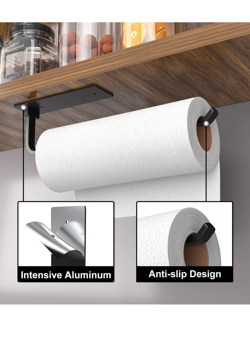 MIXDE - Paper Towel Holder - Self-Adhesive or Drilling, Matte Black Paper Towel Rack Under Cabinet for Kitchen, Upgraded Aluminum Kitchen Roll Holder - Lighter but Stronger Than Stainless Steel - Image 1