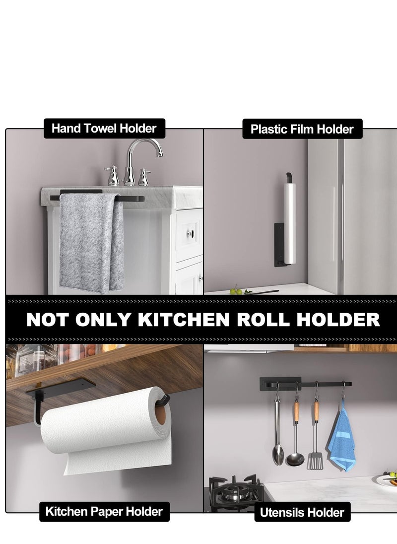 MIXDE - Paper Towel Holder - Self-Adhesive or Drilling, Matte Black Paper Towel Rack Under Cabinet for Kitchen, Upgraded Aluminum Kitchen Roll Holder - Lighter but Stronger Than Stainless Steel - Image 1