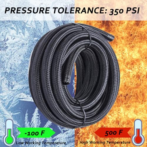 IPARTS EXPERT 3/8 6AN 20FT, Nylon Stainless Steel Braided Fuel Line Oil/Gas/Fuel Hose End Fitting Hose with 10PCS Swivel Fitting Adapter Kit - Black - Image 2