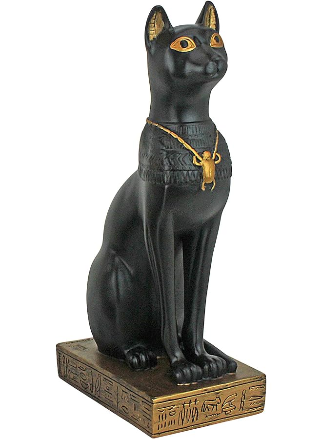 Design Toscano Toscano Egyptian Cat Bastet Without Earrings Statue, Polyresin, Black And Gold, 20.5 Cm - Image 1