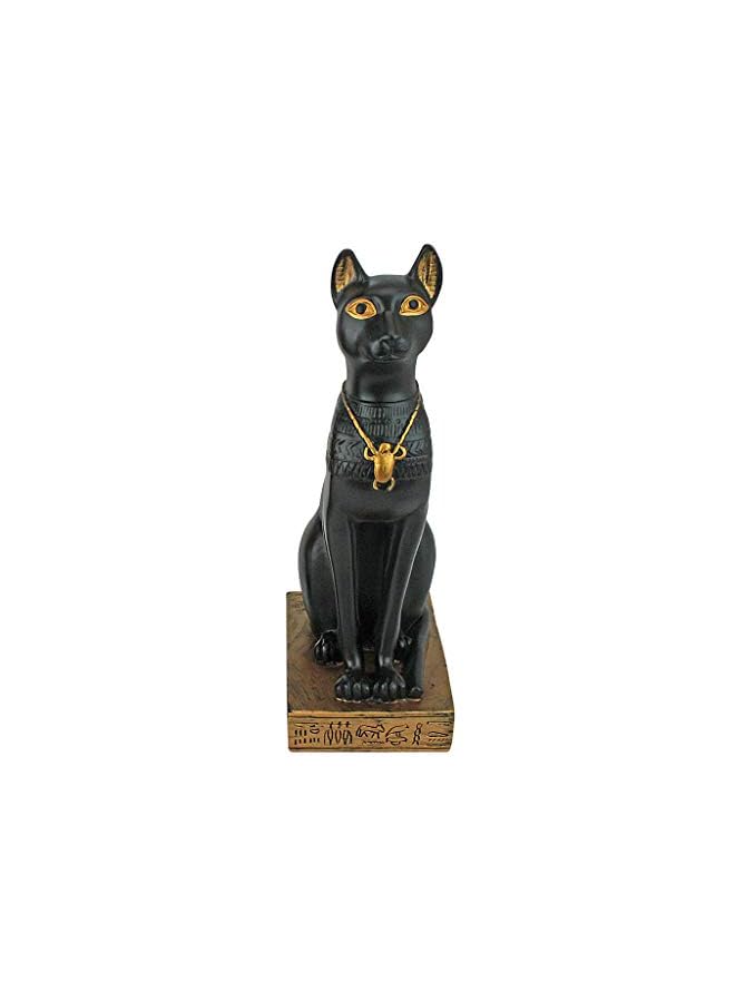 Design Toscano Toscano Egyptian Cat Bastet Without Earrings Statue, Polyresin, Black And Gold, 20.5 Cm - Image 2
