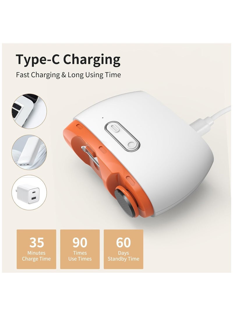 كابتن تيك Automatic Portable Electric Nail Clippers with Safety Design, 2 Speed Levels, Injury Prevention, Easy Trimming, Built-in Nail Storage, USB Rechargeable (Orange) - Image 3