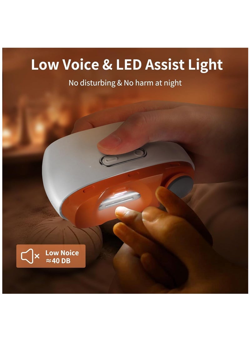 كابتن تيك Automatic Portable Electric Nail Clippers with Safety Design, 2 Speed Levels, Injury Prevention, Easy Trimming, Built-in Nail Storage, USB Rechargeable (Orange) - Image 5