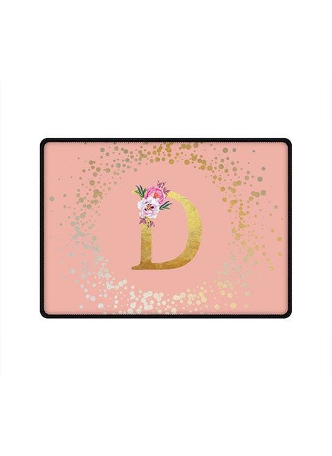 Designer Gaming Mouse Pad Anti-Skid Mousepad Large Keyboard Mouse Pad Desk Mat Custom Monogram Initial Letter Floral Pattern Alphabet - D(Rose Pink)