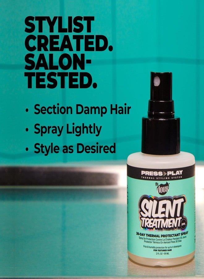 The Doux SILENT TREATMENT Anti-Frizz Heat Protectant Spray for Curly Hair – 30-Day Humidity Shield Hairspray with Keratin & Corn Starch – Travel Size Hair Styling Spray, 2 oz - Image 4