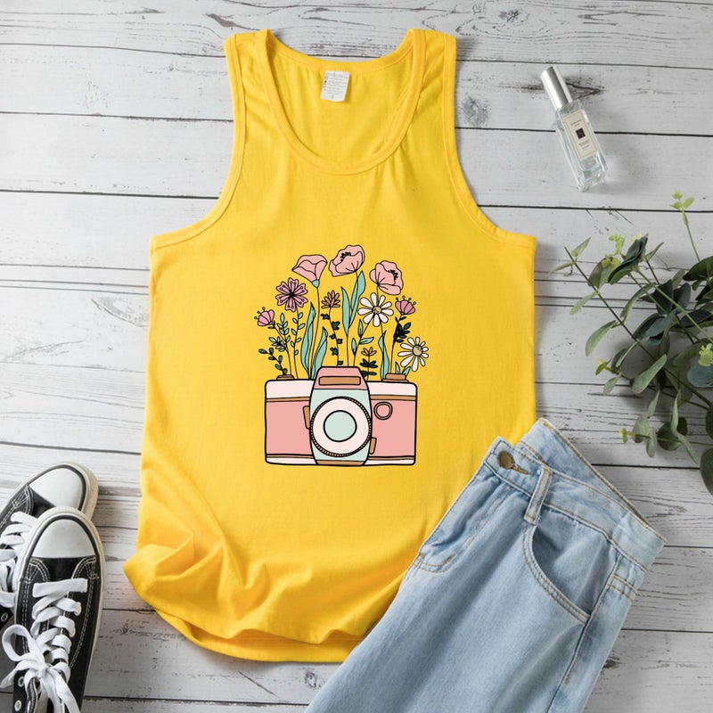 2023 cross-border Spring New Daisy women's summer cotton loose pullover vest T-shirt - Image 3