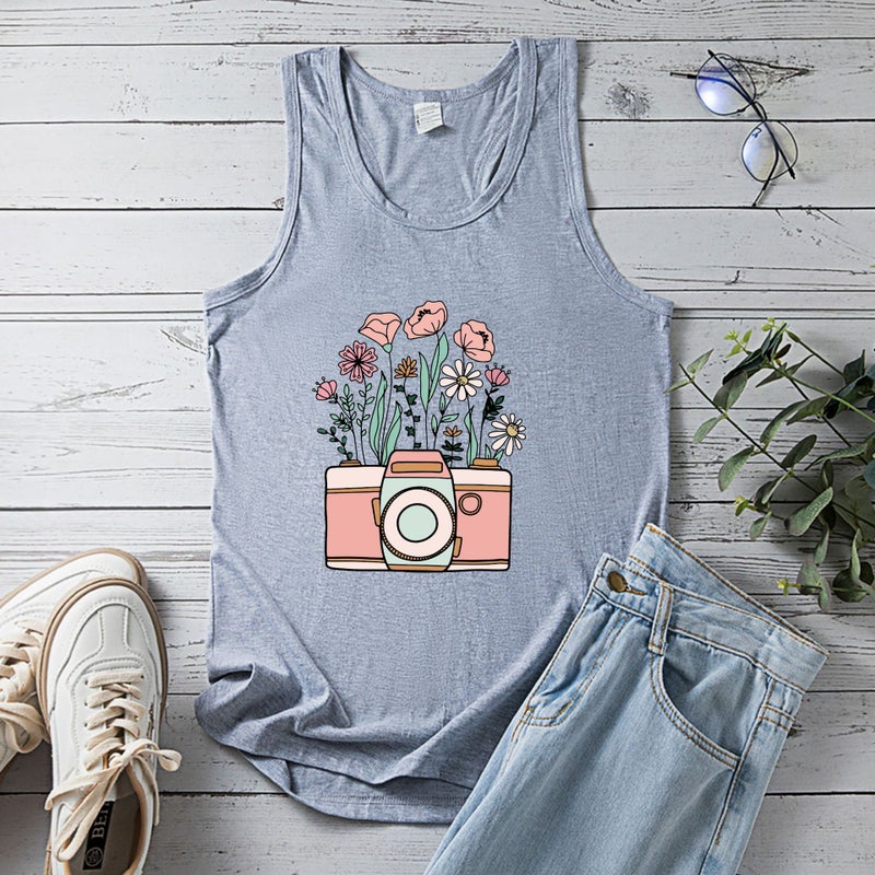 2023 cross-border Spring New Daisy women's summer cotton loose pullover vest T-shirt - Image 4