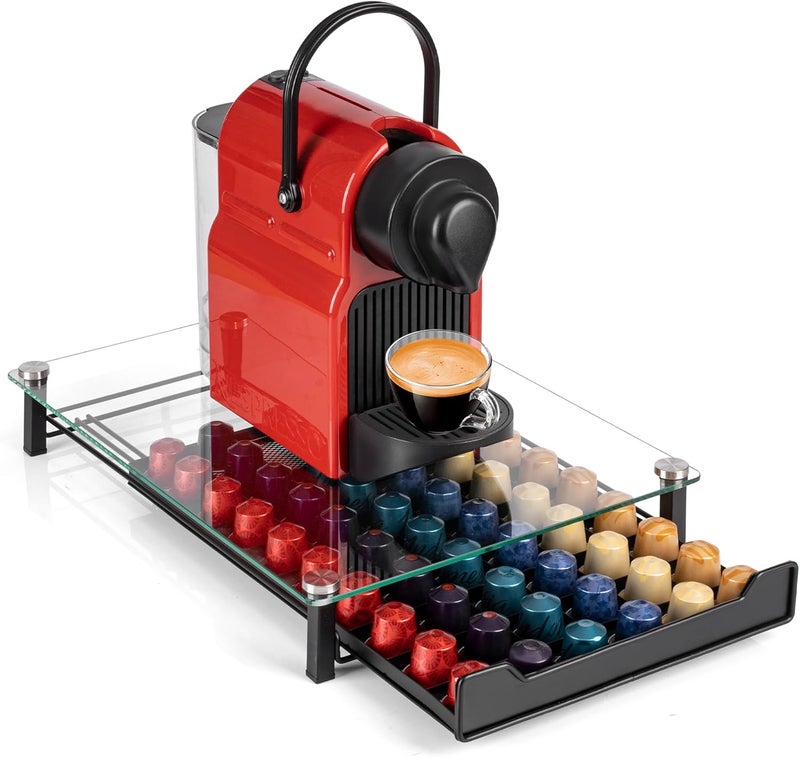 ريكابس درج تخزين حامل كبسولات القهوة RECAPS متوافق مع كبسولات القهوة الصغيرة Nespresso Originalline، يستوعب 60 كبسولة. - Image 1