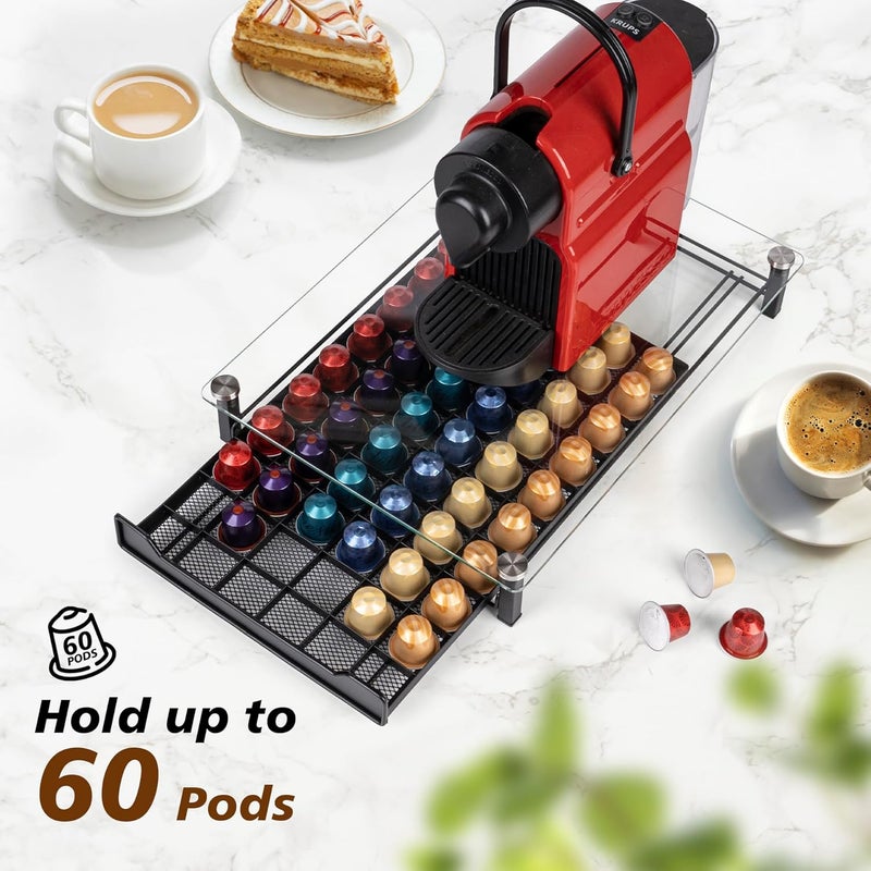 ريكابس درج تخزين حامل كبسولات القهوة RECAPS متوافق مع كبسولات القهوة الصغيرة Nespresso Originalline، يستوعب 60 كبسولة. - Image 2