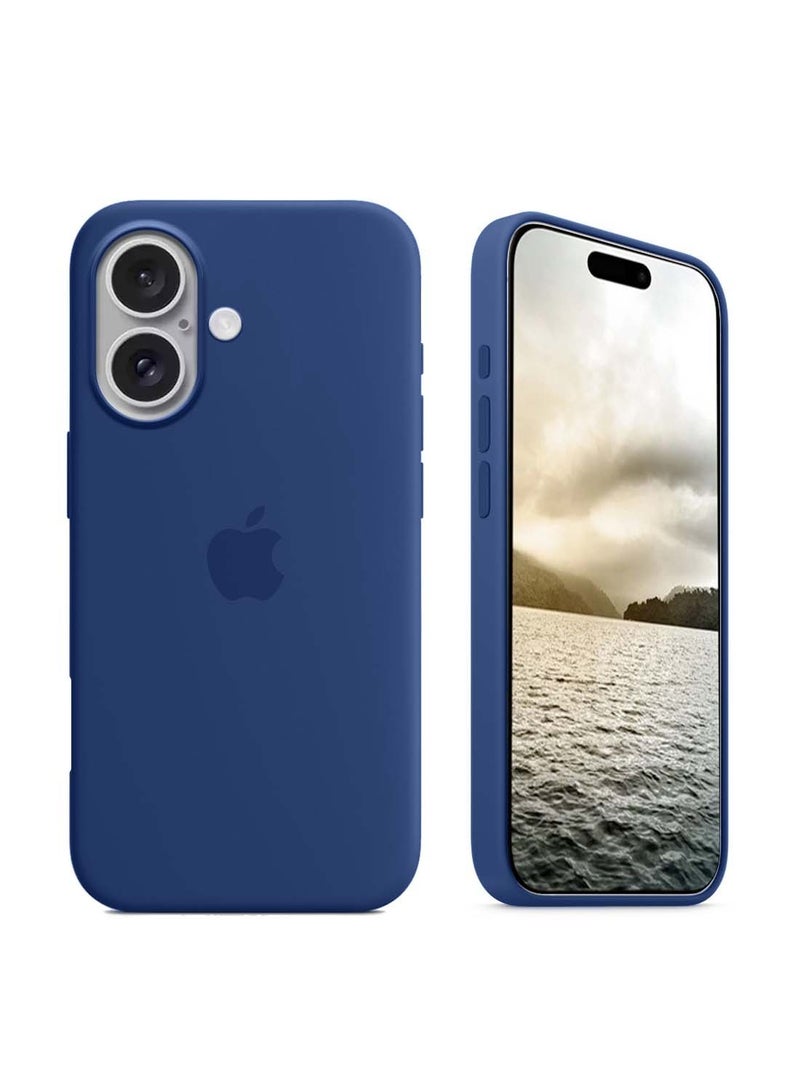 Wtech Apple iPhone 16 Plus 2024 Premium Soft Liquid Silicone Case Cover - Navy Blue - Image 1