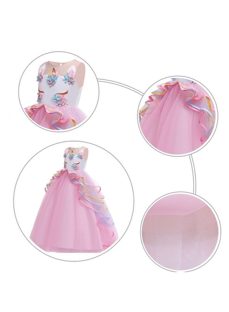 We Happy Girls Unicorn Floral Birthday Party Dress Princess Tutu Costume - Image 3