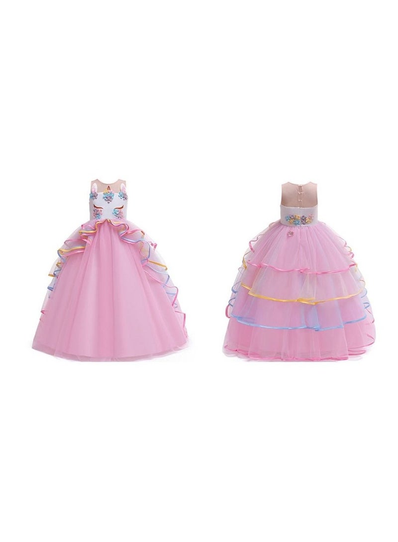 We Happy Girls Unicorn Floral Birthday Party Dress Princess Tutu Costume - Image 2