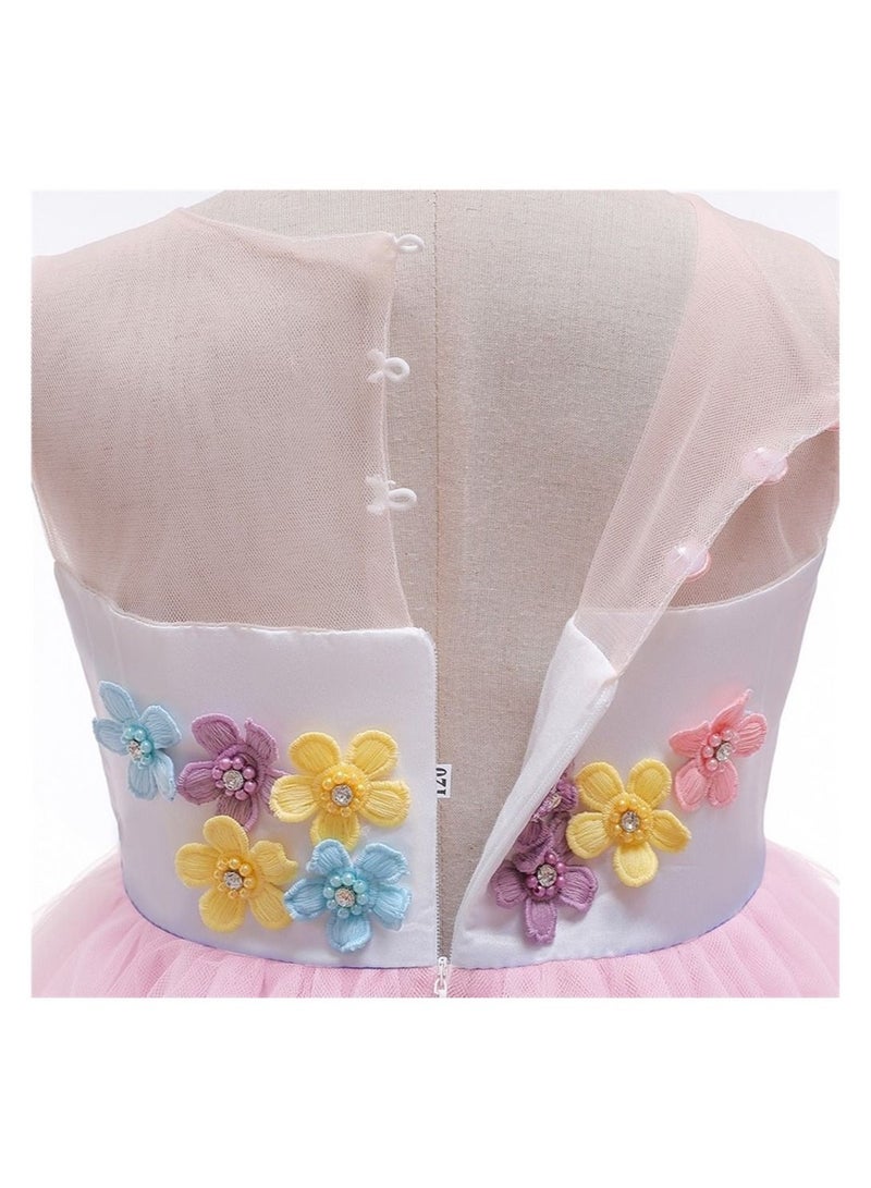 We Happy Girls Unicorn Floral Birthday Party Dress Princess Tutu Costume - Image 4