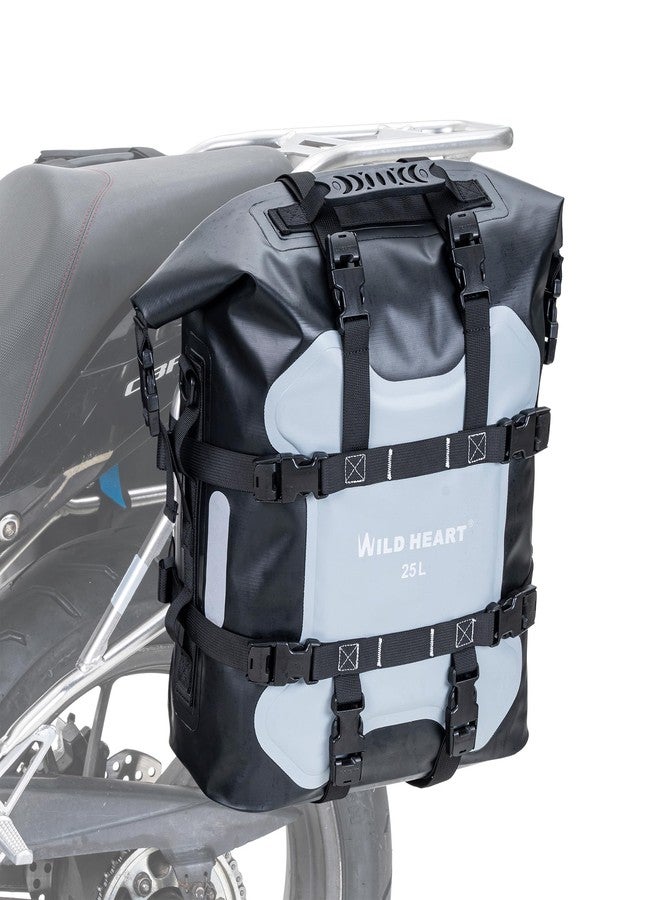 WILD HEART Motorcycle side bag stainless steel suspension waterproof bag Saddlebags 20L/25L waterproof Pianner Bag wear-resistant general-purpose Bike accessories (Grey, 25L, One Pack) - Image 1