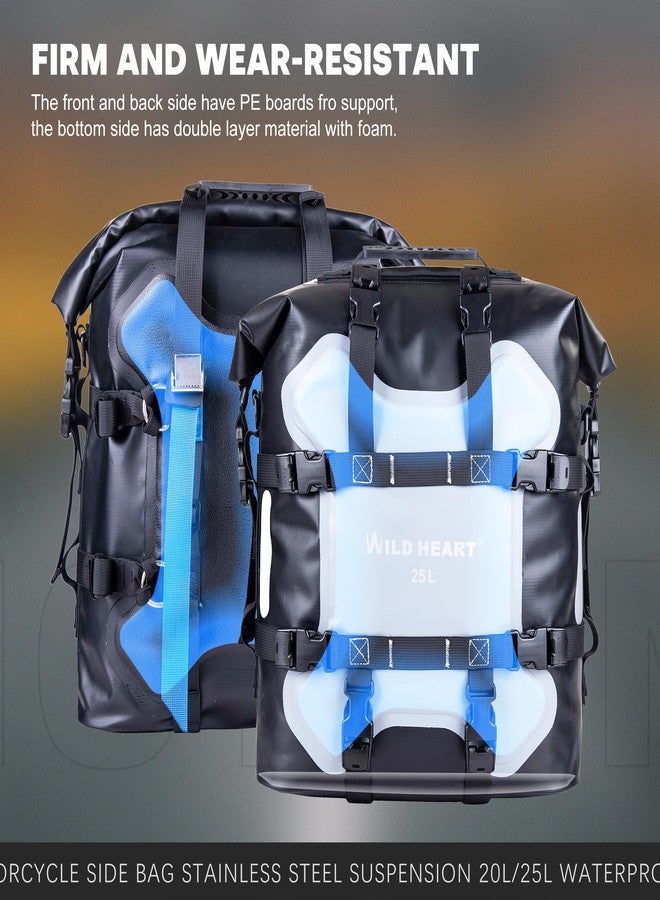 WILD HEART Motorcycle side bag stainless steel suspension waterproof bag Saddlebags 20L/25L waterproof Pianner Bag wear-resistant general-purpose Bike accessories (Grey, 25L, One Pack) - Image 3