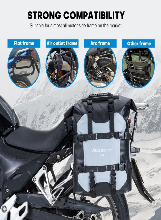 WILD HEART Motorcycle side bag stainless steel suspension waterproof bag Saddlebags 20L/25L waterproof Pianner Bag wear-resistant general-purpose Bike accessories (Grey, 25L, One Pack) - Image 4
