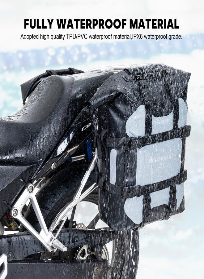 WILD HEART Motorcycle side bag stainless steel suspension waterproof bag Saddlebags 20L/25L waterproof Pianner Bag wear-resistant general-purpose Bike accessories (Grey, 25L, One Pack) - Image 2