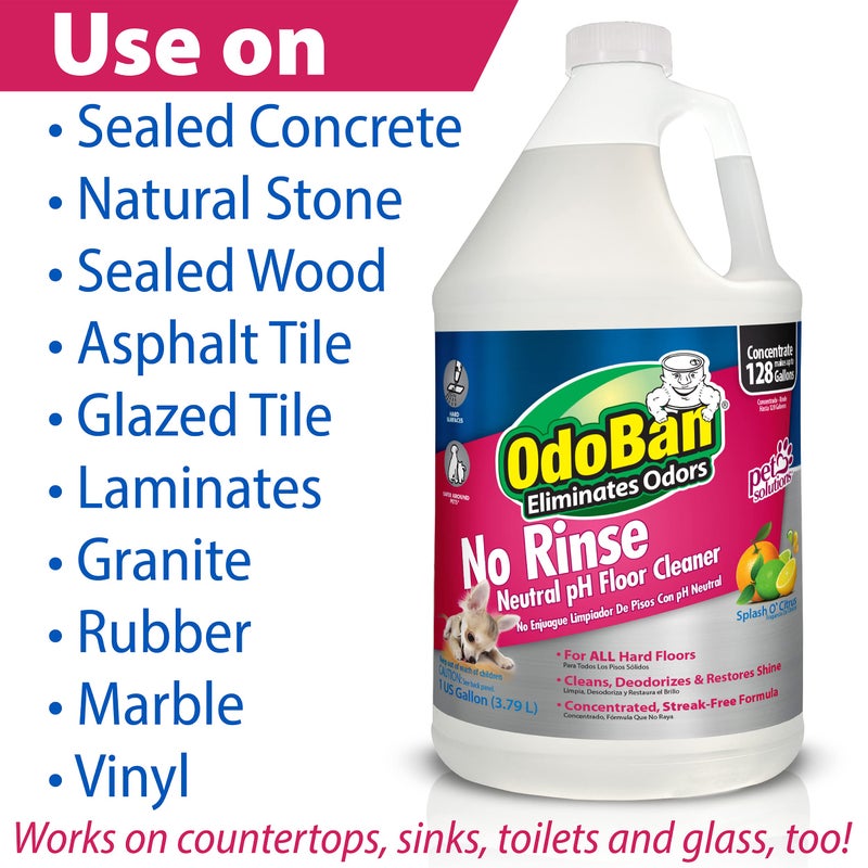 OdoBan Pet Solutions No Rinse Neutral pH Floor Cleaner Concentrate, Made in the USA, 1 Gallon, and Oxy Stain Remover, 32 Ounce Spray - Image 4