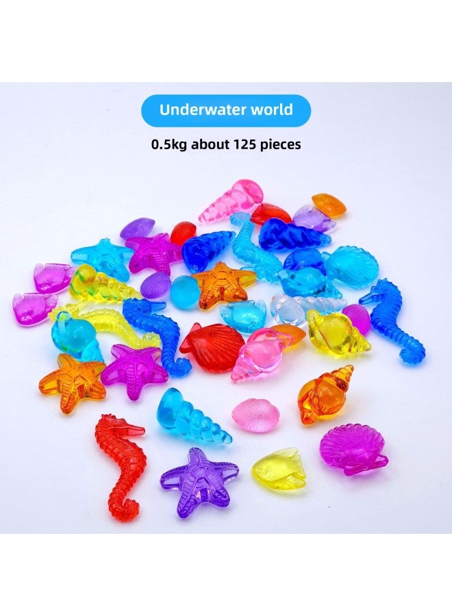 Simulation Small Animal Toy Shiny Children Acrylic Gem Toy Amusement Park Shopping Mall Plastic Simulation Ocean-Color:Underwater World (1 Jin) - Image 1