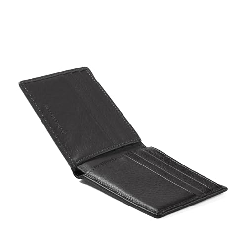 Leatherology Black Onyx Thin Bifold Wallet - 6 credit card slots, single bill compartment, 2 interior pockets for added storage - Image 4
