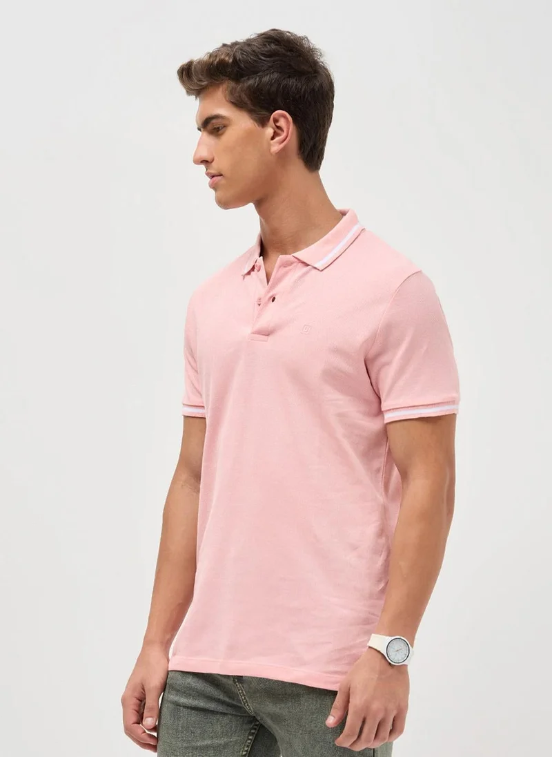 Urbano Fashion  Urbano Fashion Men's Dusty Pink Solid Regular Fit Half Sleeve Cotton Polo T-Shirt for Men | Best Price UAE