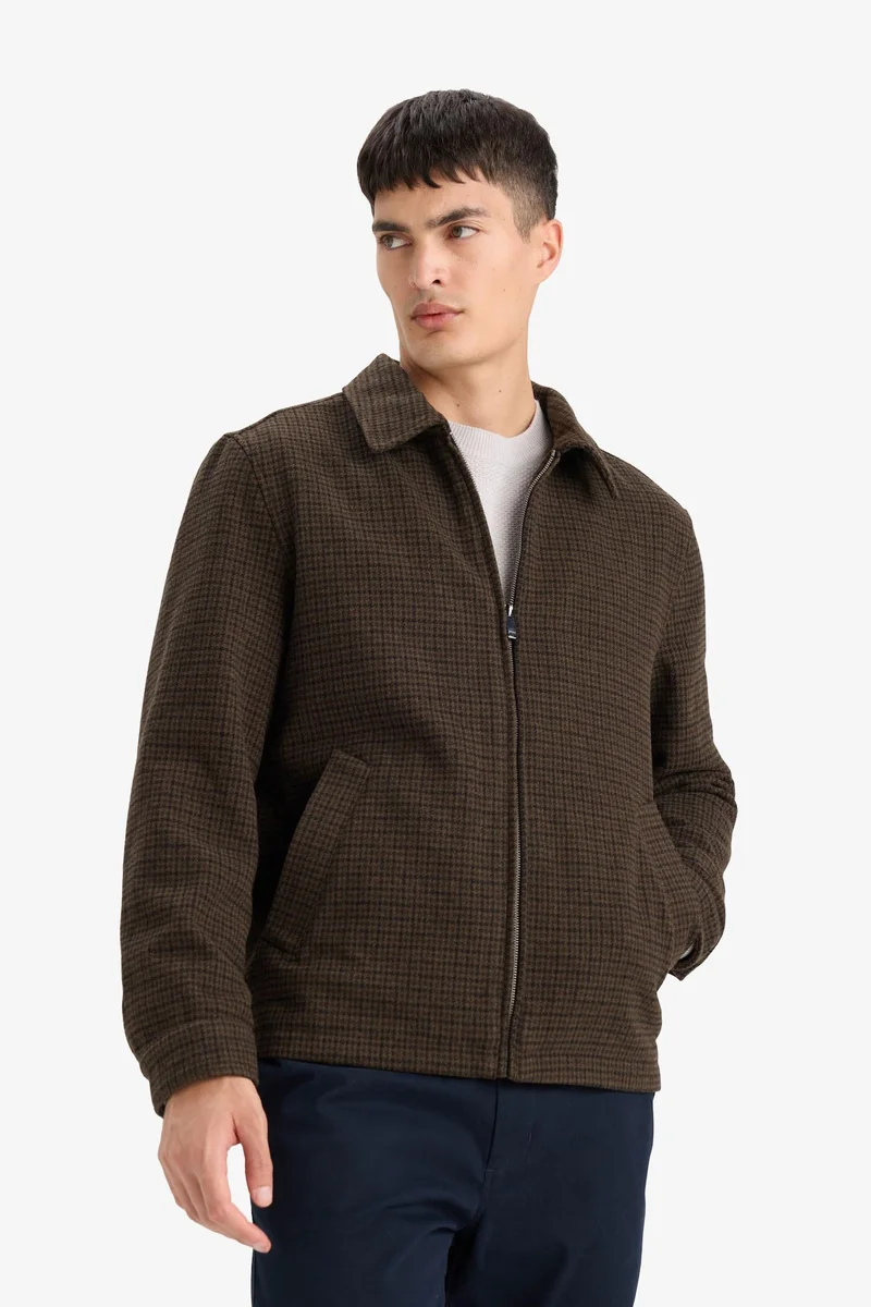 Defacto  Slim Fit Polo Collar Zippered Lined Jacket for Men | Best Price UAE