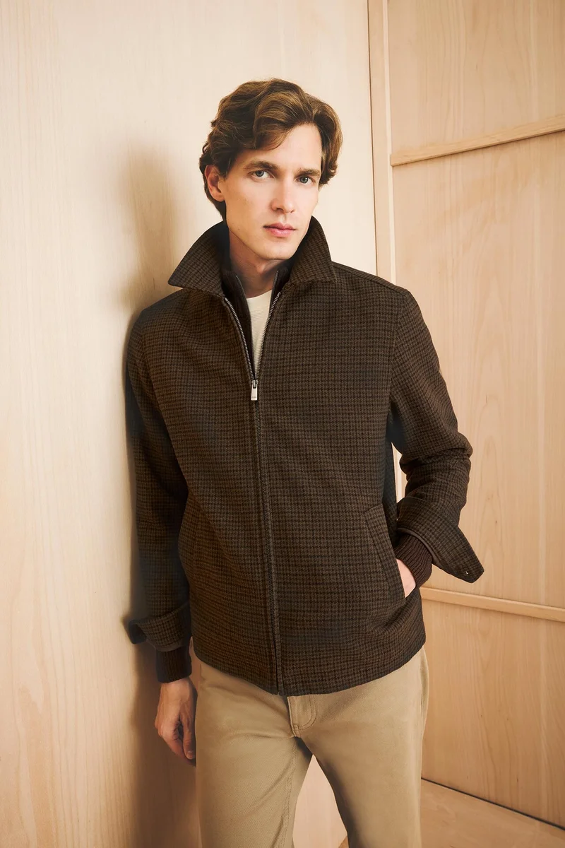 Defacto  Slim Fit Polo Collar Zippered Lined Jacket for Men | Best Price UAE