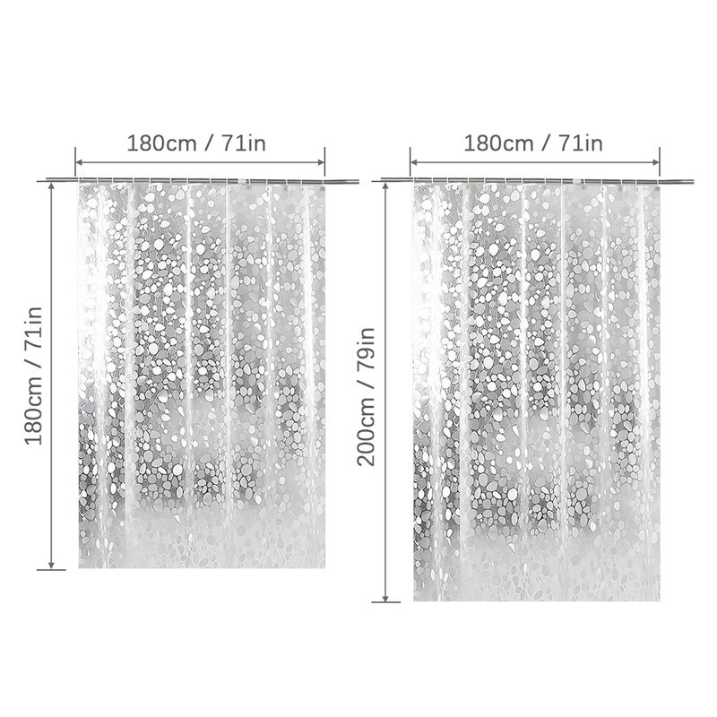 1ستارة دوش مع محاقن بفي سي مقومة بالماء ستارة دوش بيضاء شبه شفافة ثلاثية الأبعاد بأشكال حجارة صغيرة - Image 2