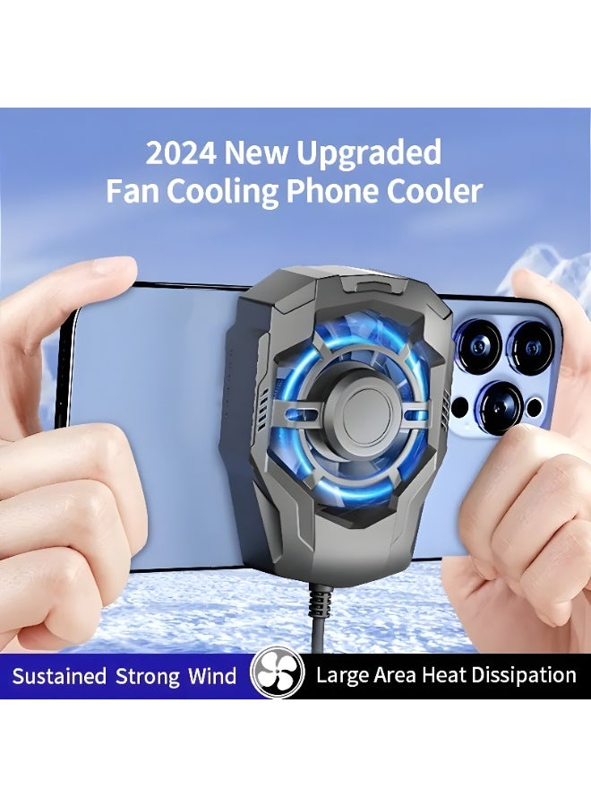 F18 Mobile Fan Super Speed Cooling Powerful Fan - Colorful Light - Flexible Design with Expandable Feature to Fit All Phone Sizes - Made of ABS and Silicone - 5V Power - USB Cable - Black  - Image 3