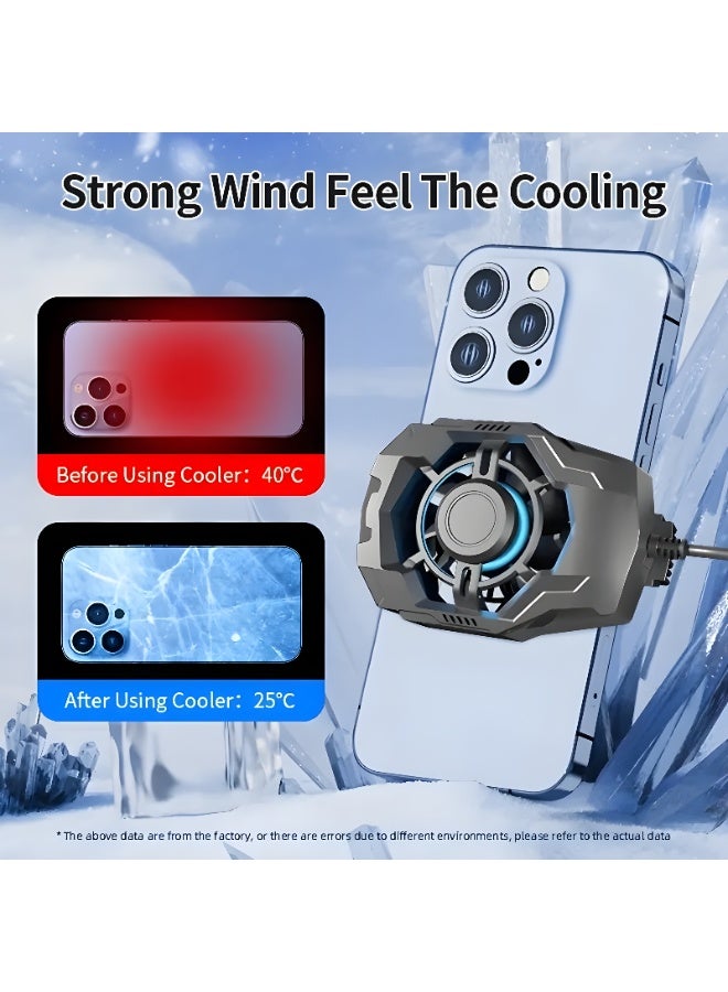 F18 Mobile Fan Super Speed Cooling Powerful Fan - Colorful Light - Flexible Design with Expandable Feature to Fit All Phone Sizes - Made of ABS and Silicone - 5V Power - USB Cable - Black  - Image 4
