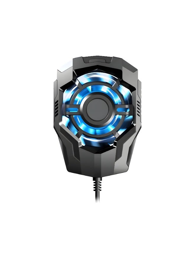 F18 Mobile Fan Super Speed Cooling Powerful Fan - Colorful Light - Flexible Design with Expandable Feature to Fit All Phone Sizes - Made of ABS and Silicone - 5V Power - USB Cable - Black  - Image 1