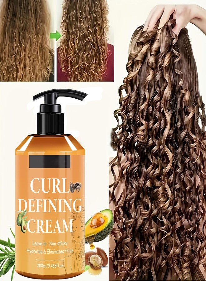 Grospe Curl Defining Cream, Anti Frizz Curling Cream for Enhances Wavy Hair and Curly Hair Hydrating Argan Oil Hair Mask Long-Lasting Styling Volume 9.46 FL OZ - Image 2
