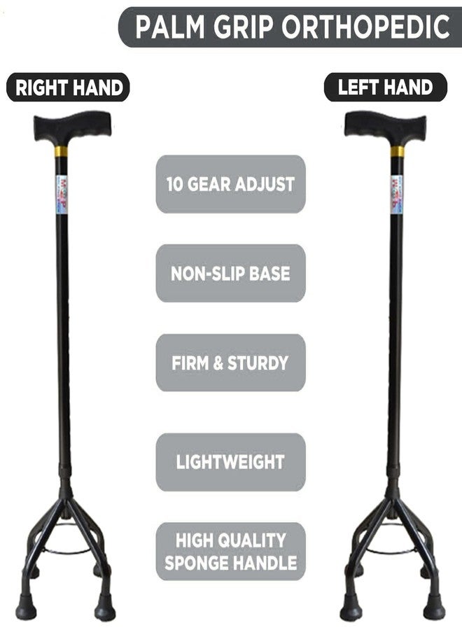 MCP Jindal Aluminium Elevated Black Quadripod Adjustable Four Legged Walking Stick for Old People Support, Men, Women, 4 Leg Cane Stick (Black) - Image 4