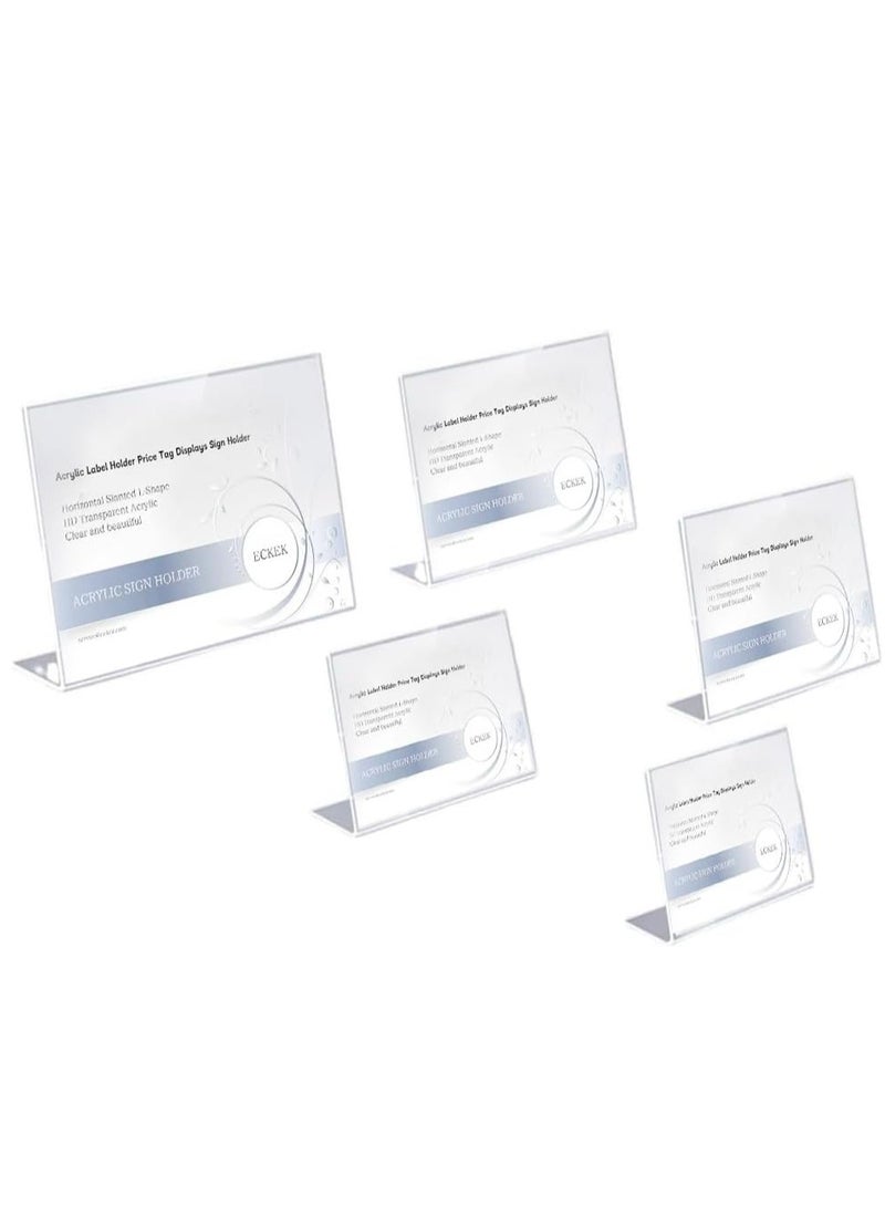 Eckek Eckek  Acrylic Label Holder Price Tag Displays Sign Holder Horizontal Slanted L-Shape Table Top Sign Stand 10 Pack  - Image 1