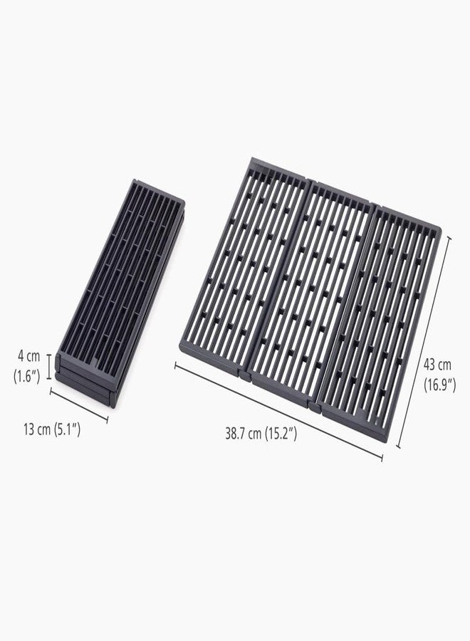 GLOWICK Utensils Drainer Rack Over Sink Drainer Dish Drying Rack Roll-up Over Sink Fruit Vegetable Rack Dish Drainer Mat Foldable Adjustable Space Saving Washing and Drying Drainer (1Pcs) - Image 2
