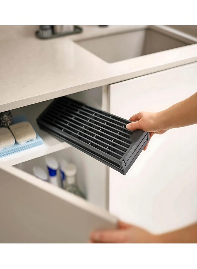 GLOWICK Utensils Drainer Rack Over Sink Drainer Dish Drying Rack Roll-up Over Sink Fruit Vegetable Rack Dish Drainer Mat Foldable Adjustable Space Saving Washing and Drying Drainer (1Pcs) - Image 5