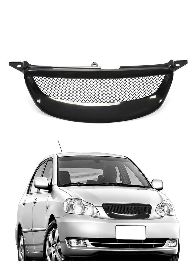 ALMULOO Front Grille Compatible with 2003-2007 Toyota Corolla Bumper Hood Grill Mesh Black Powder Coated - Image 1