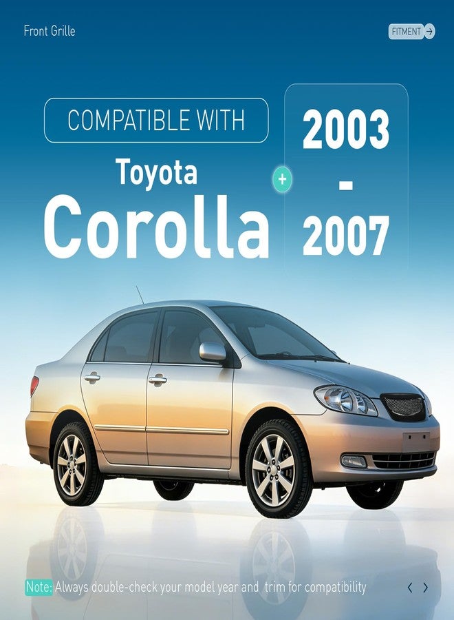 ALMULOO Front Grille Compatible with 2003-2007 Toyota Corolla Bumper Hood Grill Mesh Black Powder Coated - Image 2