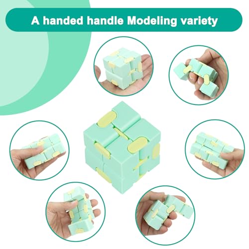 WUQID Infinitycube Fidget Toy Stress Relieving Fidgeting Game for Kids and AdultsCute PocketSized Unique Gadget for Anxiety Relief and Kill Time Macaron Green - Image 5