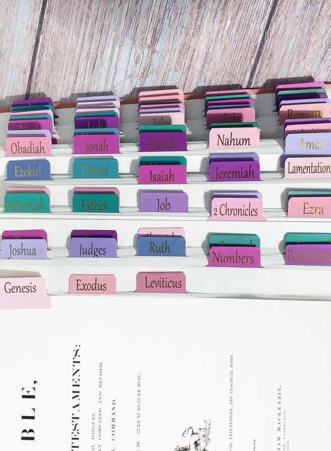 Ubenic Gold Foil Purple Bible Tabs, 100 PCS Large Print Laminated Bible tabs for Adults Kids, Easy to Read, Simple Installation, Bible Journaling Tabs - Image 3